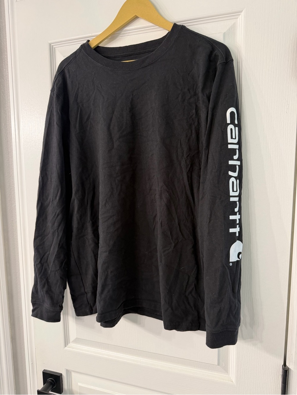 Carhartt Black Long-Sleeve Tee with White Sleeve Logo